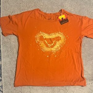 Disney Orange Short Sleeve Tee with Yellow Heart Graphic